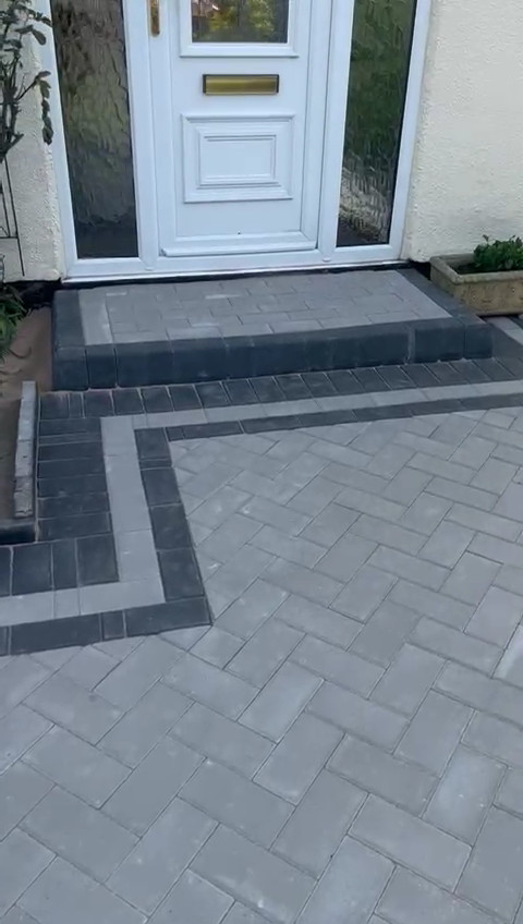 Grey block paving in Ellesmere Port.